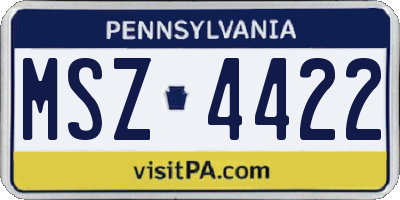 PA license plate MSZ4422