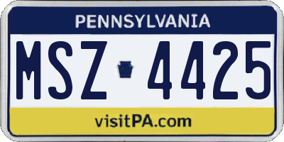 PA license plate MSZ4425