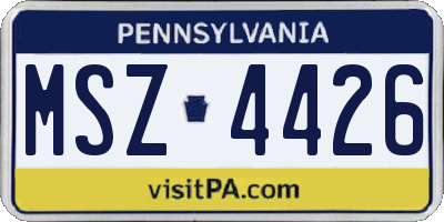 PA license plate MSZ4426