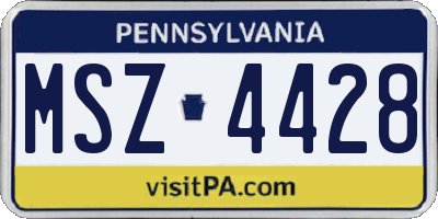 PA license plate MSZ4428