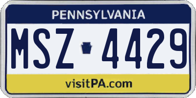 PA license plate MSZ4429