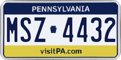 PA license plate MSZ4432