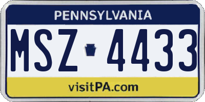 PA license plate MSZ4433