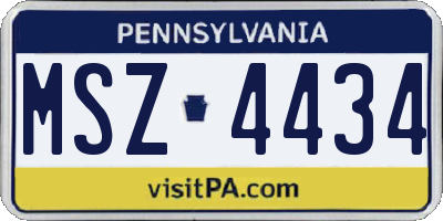 PA license plate MSZ4434