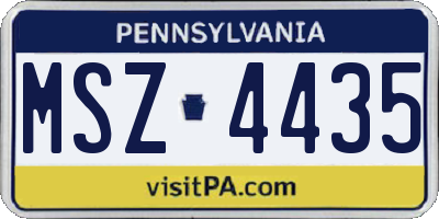 PA license plate MSZ4435