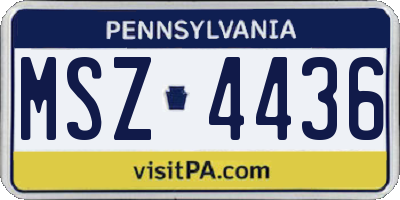 PA license plate MSZ4436