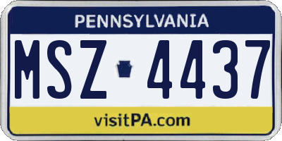 PA license plate MSZ4437