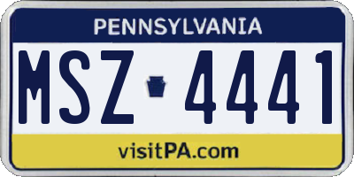 PA license plate MSZ4441