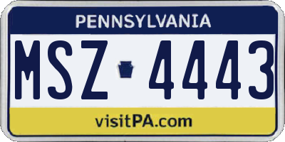 PA license plate MSZ4443