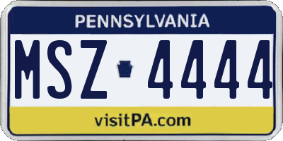 PA license plate MSZ4444