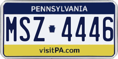 PA license plate MSZ4446