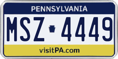 PA license plate MSZ4449