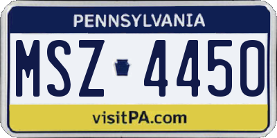 PA license plate MSZ4450