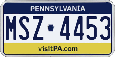 PA license plate MSZ4453