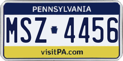 PA license plate MSZ4456