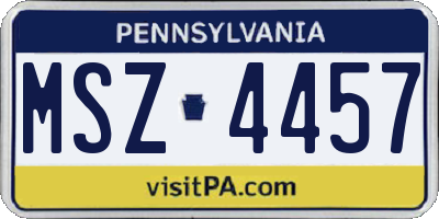 PA license plate MSZ4457