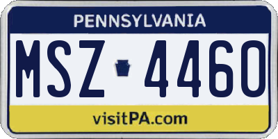 PA license plate MSZ4460