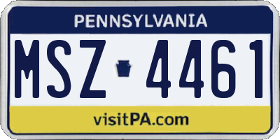 PA license plate MSZ4461