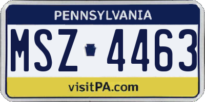 PA license plate MSZ4463