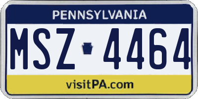 PA license plate MSZ4464
