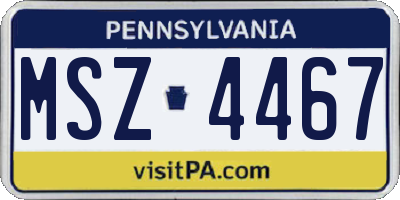 PA license plate MSZ4467