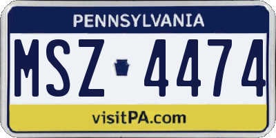 PA license plate MSZ4474