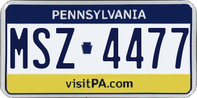 PA license plate MSZ4477