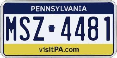PA license plate MSZ4481