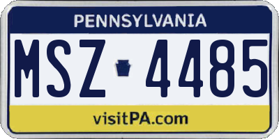 PA license plate MSZ4485
