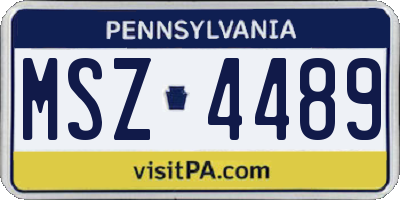 PA license plate MSZ4489