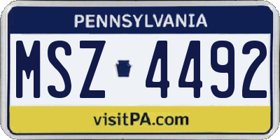 PA license plate MSZ4492