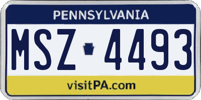 PA license plate MSZ4493