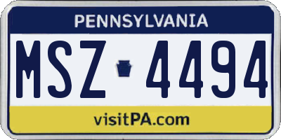 PA license plate MSZ4494