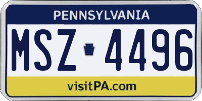 PA license plate MSZ4496