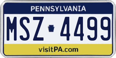 PA license plate MSZ4499
