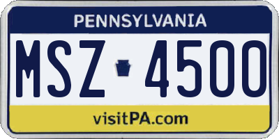 PA license plate MSZ4500