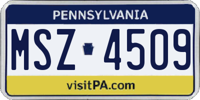 PA license plate MSZ4509