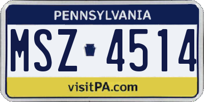 PA license plate MSZ4514