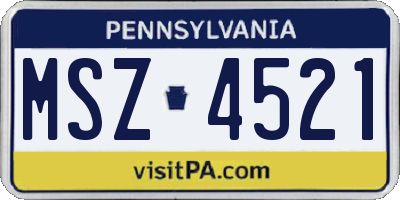 PA license plate MSZ4521