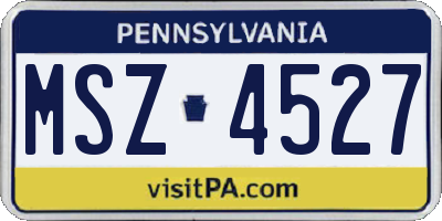PA license plate MSZ4527