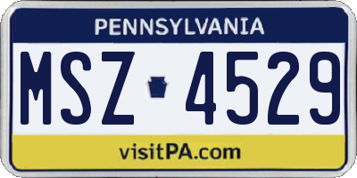 PA license plate MSZ4529