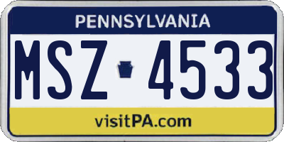 PA license plate MSZ4533