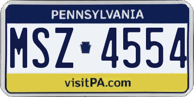 PA license plate MSZ4554