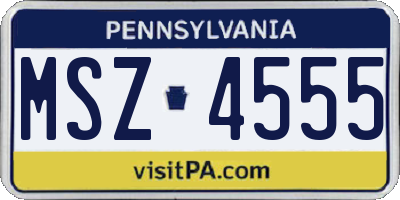PA license plate MSZ4555