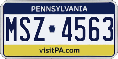 PA license plate MSZ4563