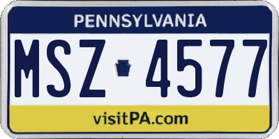 PA license plate MSZ4577