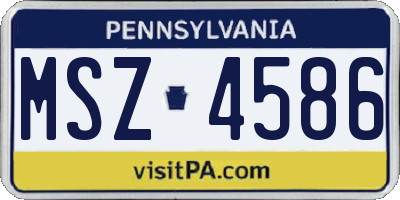 PA license plate MSZ4586