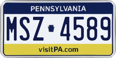 PA license plate MSZ4589