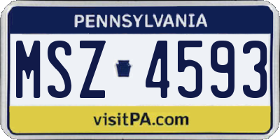 PA license plate MSZ4593