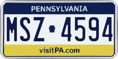 PA license plate MSZ4594